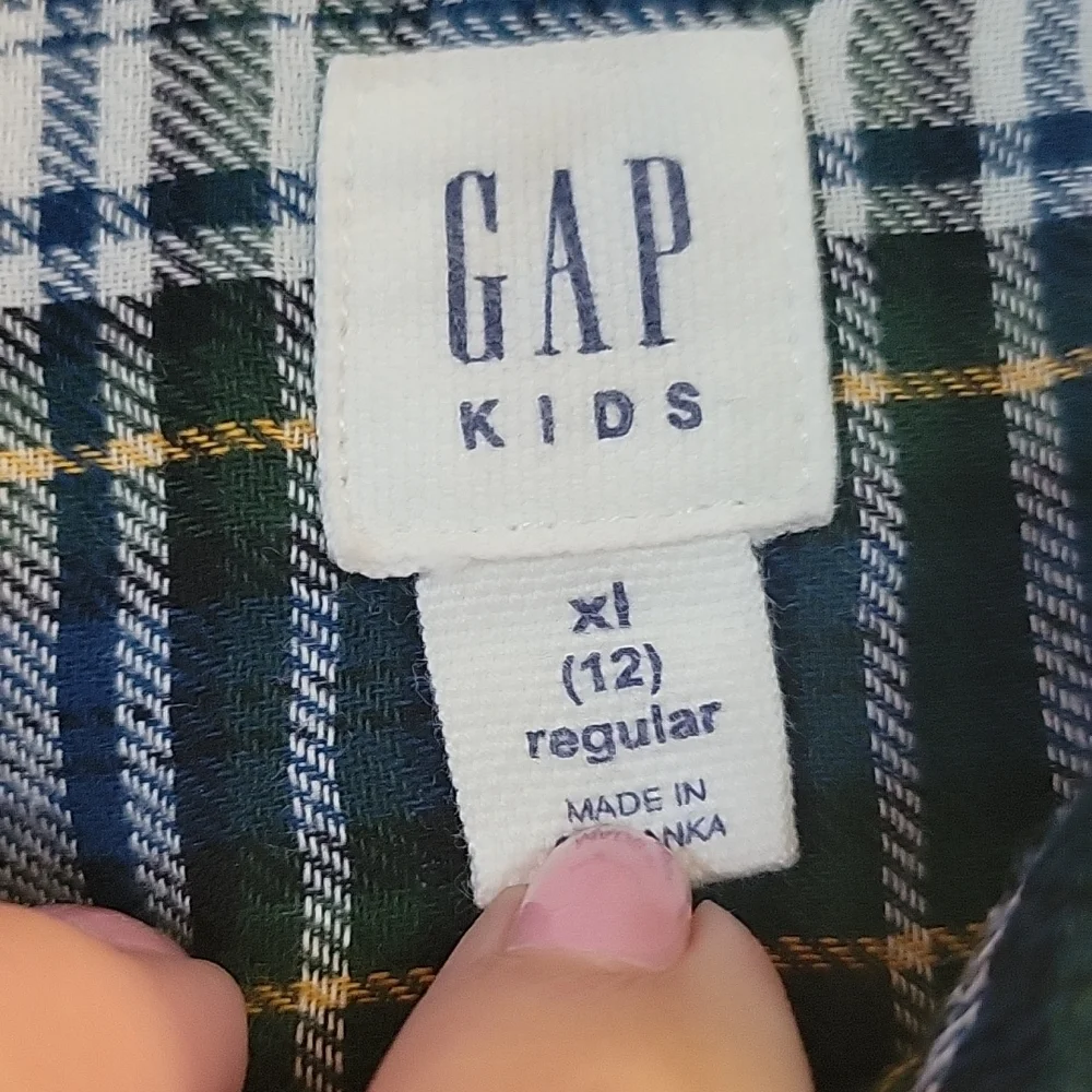 Gap blue and yellow plaid flannel shirt xl/12
